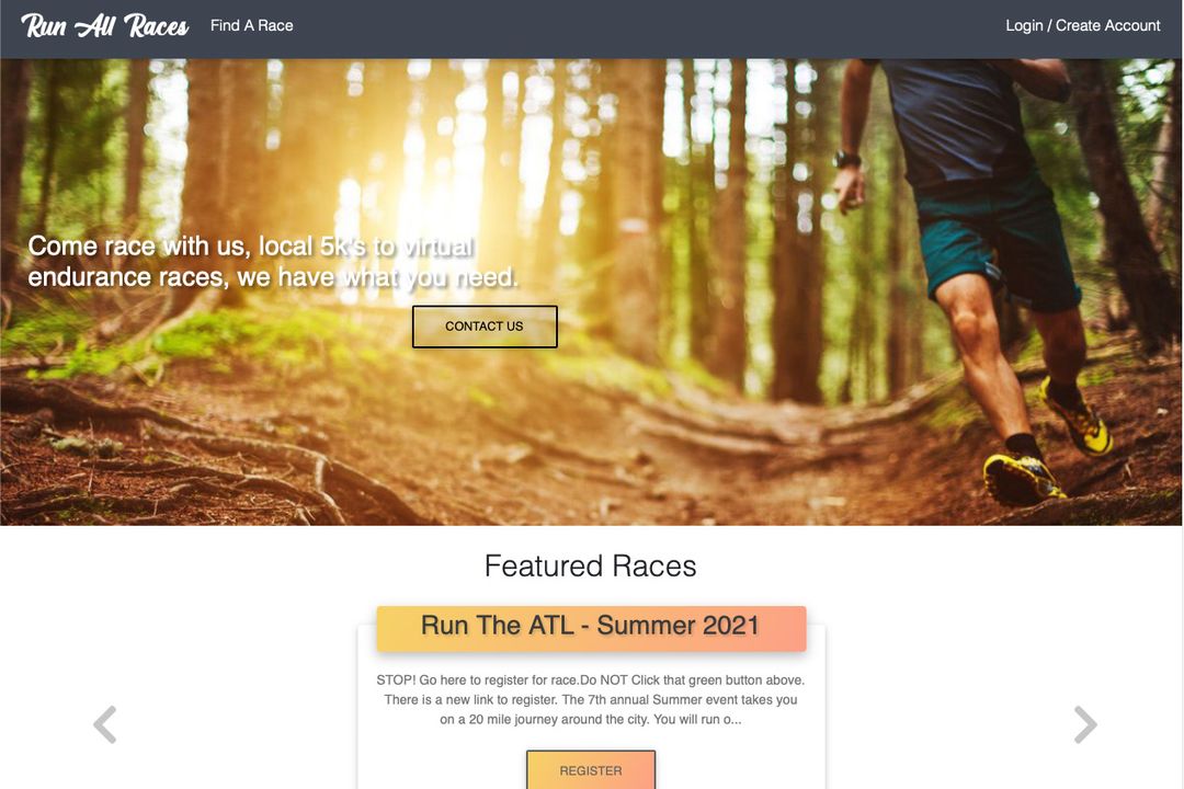 RunAllRaces homepage