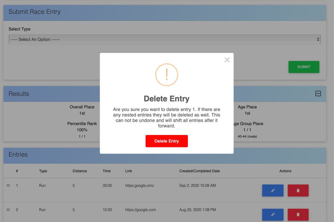 RunAllRaces admin panel